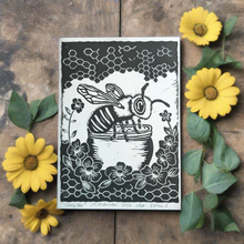 Load image into Gallery viewer, Honey Bee Limited Edition Original A5 Linocut Print
