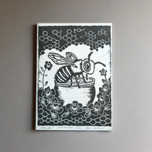 Load image into Gallery viewer, Honey Bee Limited Edition Original A5 Linocut Print