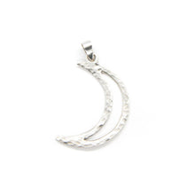Load image into Gallery viewer, Silver Crescent Moon Pendant Hammered Texture